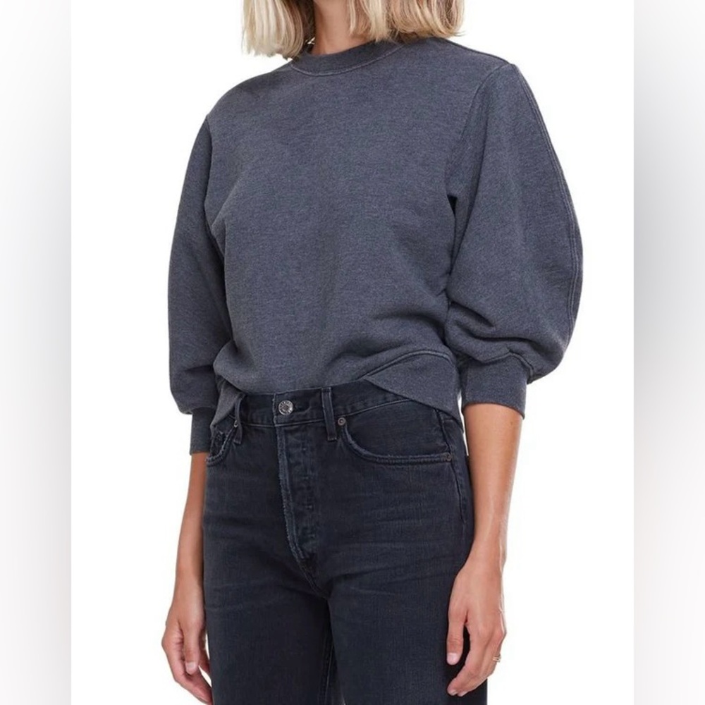 Agolde Thora 3/4 Sleeve Sweatshirt in Graphite Heather. NWT. Size S